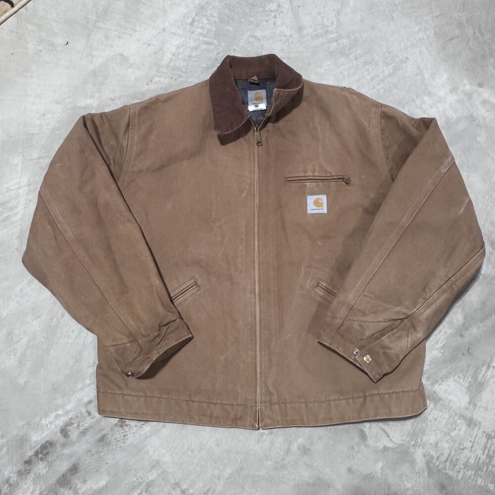 Vintage Carhartt J01 BRN Detroit Jacket 50 Tall Blanket Lined Made in USA Union